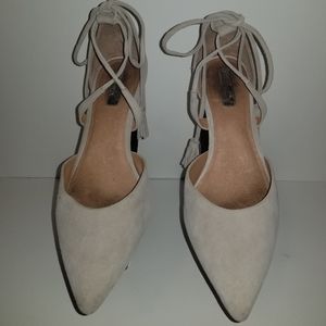 Halogen Light Gray Ankle Strap Heels Size 8.5